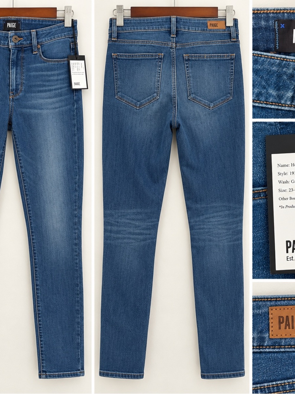 PAIGE Medium/Dark Blue Skinny Jeans